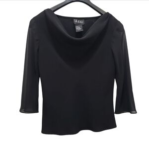 SL Fashions Draped Sheer Sleeve Blouse Size 8
